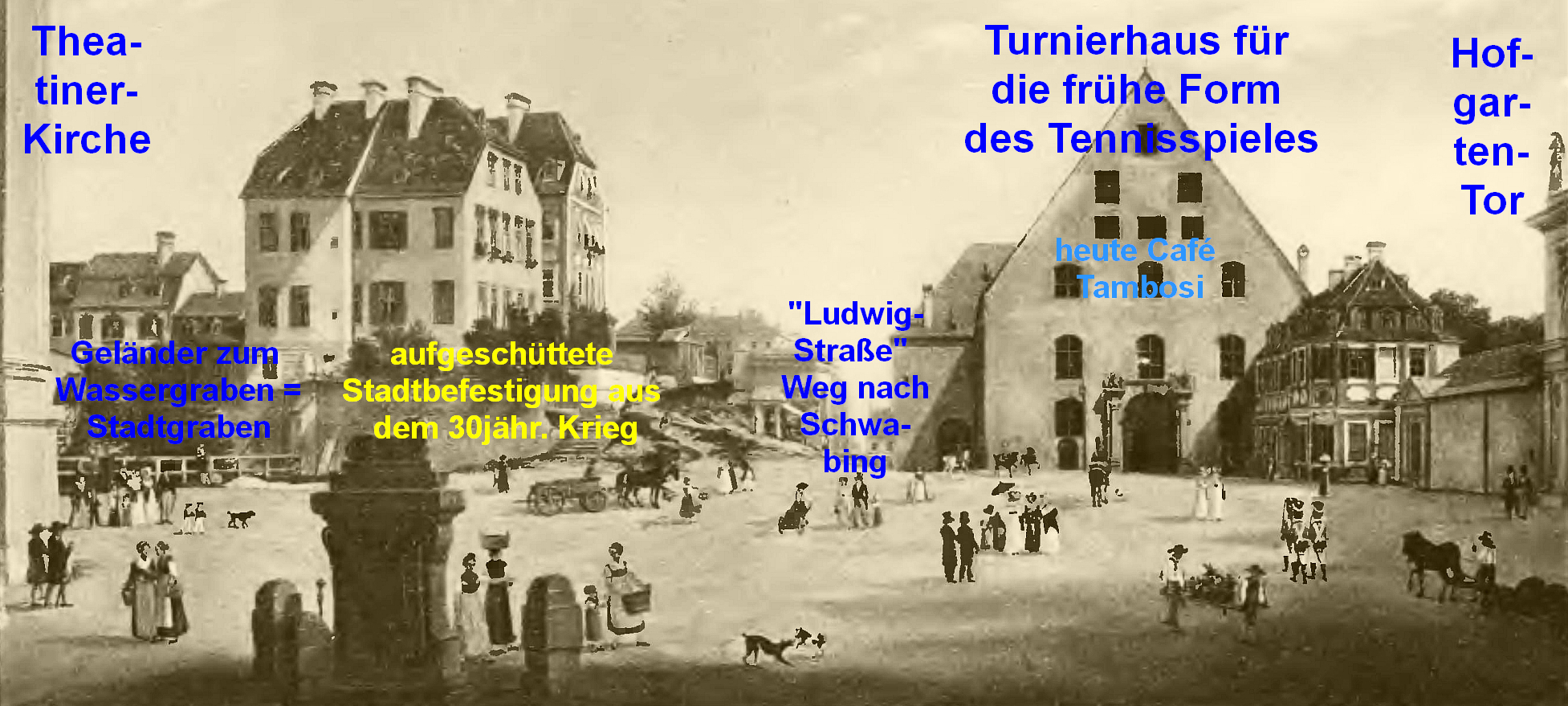 Odeonsplatz und Ludwigstraße 1821 München